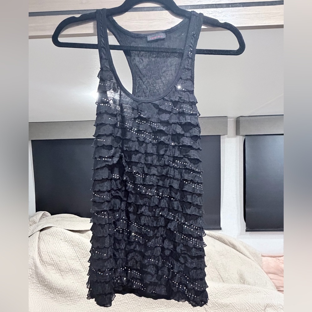 Candy Rain extremely flattering Black sparkle Tank Top